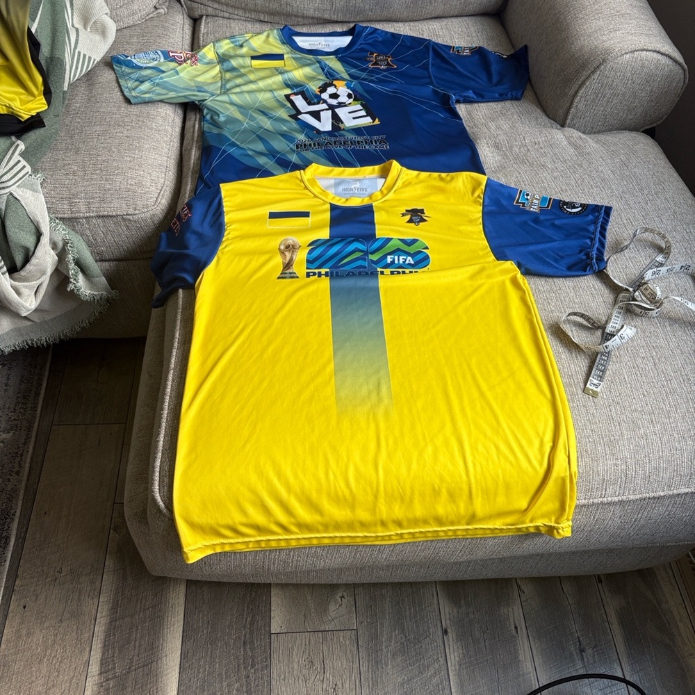 Yellow & Blue Soccer Jersey - Team Graphic Front